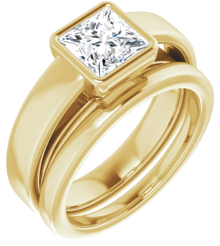 Sužadėtuvių Žiedas „Bezel-Set Solitaire“ 585 Geltonojo Aukso Square 6mm (6)