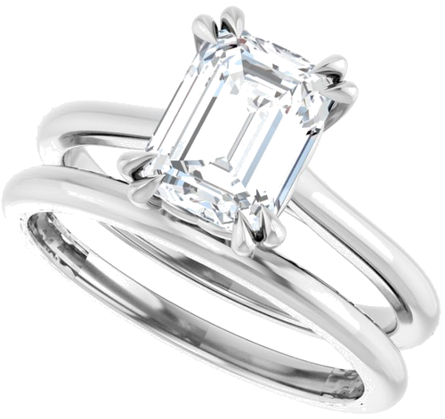 14K White 8x6 mm Emerald Solitaire Engagement Ring Mounting (10)