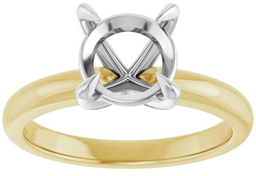 14K Yellow White 8.2 mm Round Solitaire Engagement Ring Mounting (3)