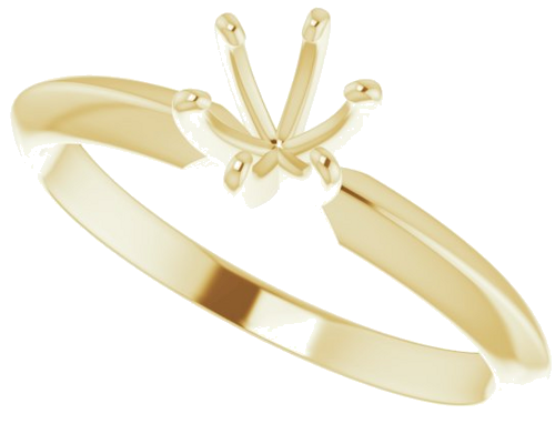 14K Yellow 4.2-4.9 mm Round 6-Prong Solitaire Ring Mounting (5)