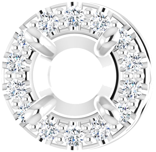 14K White 4.4 mm Round .07 CTW Natural Diamond Semi-Set Pendant (1)