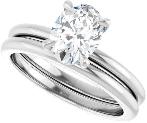 Sužadėtuvių Žiedas 585 Baltojo Aukso Oval 8mm x 6mm (10)