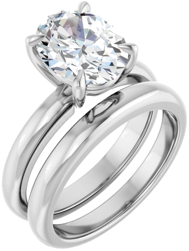 14K White 10x8 mm Oval Solitaire Engagement Ring Mounting (6)