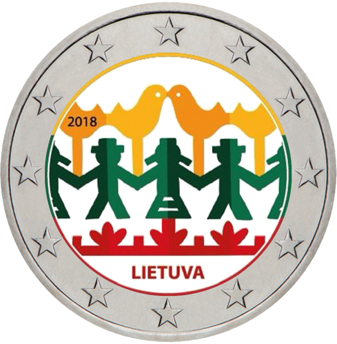 2018 Lietuva Dziesmu svētki 2 eiro monēta (krāsaina) (1)