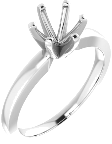 14K White 6.5 mm Round Solitaire Engagement Ring Mounting (1)