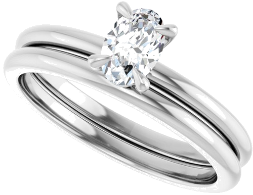 14K White  6x4 mm Oval Solitaire Engagement Ring Mounting (10)