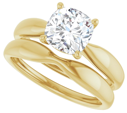 14K Yellow  7 mm Cushion Solitaire Engagement Ring Mounting (10)