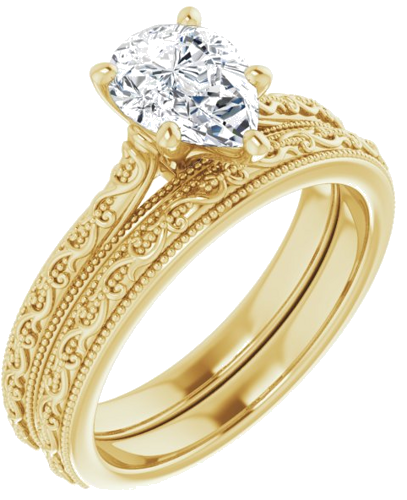 14K Yellow  8x6 mm Pear Solitaire Engagement Ring Mounting (6)