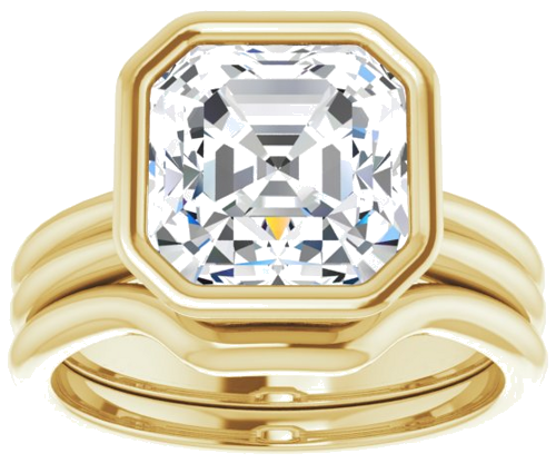 18K Yellow 9 mm Asscher Engagement Ring Mounting (8)
