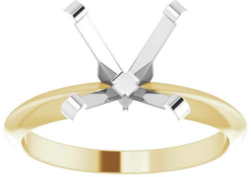 14K Yellow White 8.7-9.2 mm Round 4-Prong Solitaire Engagement Mounting (3)