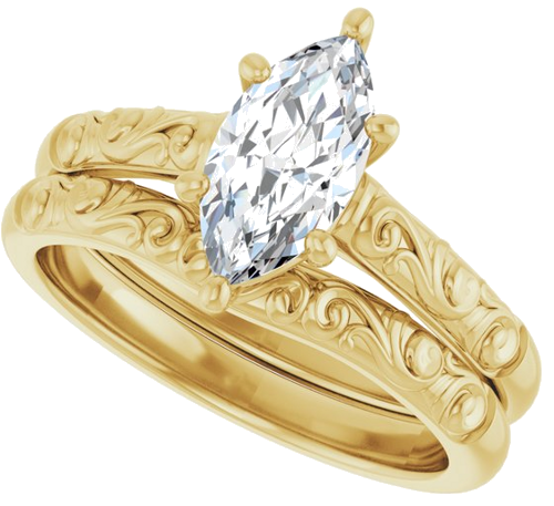 Sužadėtuvių Žiedas „Solitaire“ 14k yellow gold Marquise 10mm x 5mm (10)
