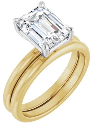 Sužadėtuvių Žiedas 585 Baltojo Ir Geltonojo Aukso Emerald 9mm x 7mm (6)