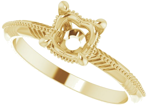 14K Yellow 6.5 mm Round Solitiare Engagement Ring Mounting (5)