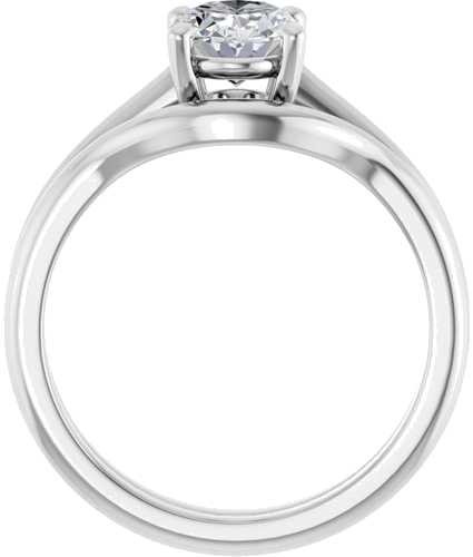 14K White 8x6 mm Oval Solitaire Engagement Ring Mounting (7)