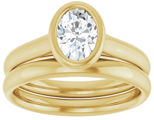 Sužadėtuvių Žiedas „Bezel-Set Solitaire“ 585 Geltonojo Aukso Oval 7mm x 5mm (8)