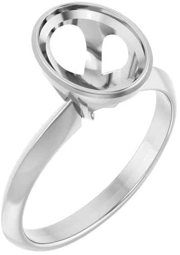 14K White 9 x 7 mm Oval Solitaire Engagement Ring Mounting (1)