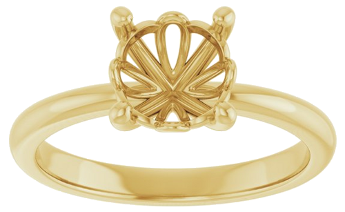 14K Yellow 7.4 mm Round Solitaire Engagement Ring Mounting (3)