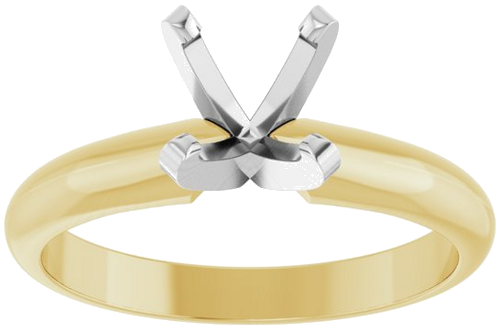 18K Yellow   Platinum 6-6.6 mm Round 4-Prong Heavy Solitaire Ring Mounting (3)