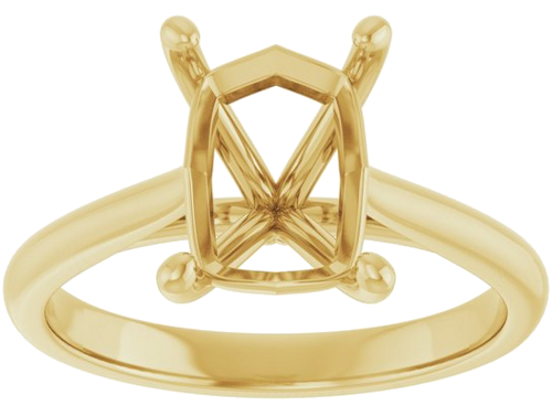 14K Yellow 9x7 mm Emerald Solitaire Engagement Ring Mounting (3)