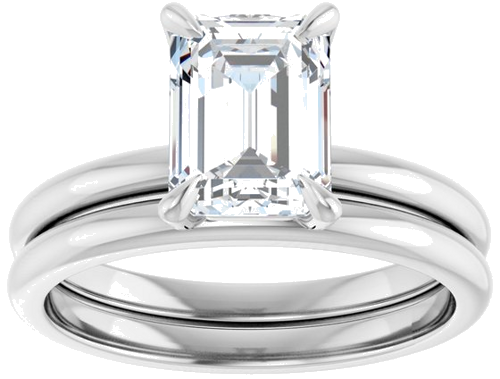 10K White  8x6 mm Emerald Solitaire Engagement Ring Mounting (8)