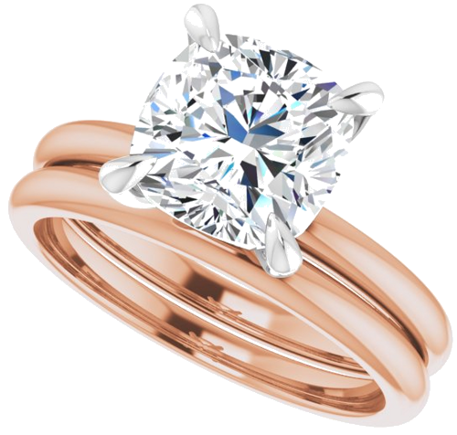 14K Rose White 8 x 8 mm Cushion Engagement Ring Mounting (8)