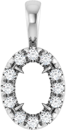 Pakabukas „Halo-Style“ 585 Baltojo Aukso Oval 6mm x 4mm (1)