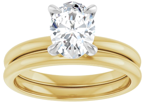 Sužadėtuvių Žiedas „Solitaire“ 585 Baltojo Ir Geltonojo Aukso Oval 8mm x 6mm (8)