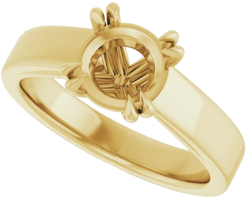 Sužadėtuvių Žiedas „Solitaire“ 585 Geltonojo Aukso Round 7.4mm (5)