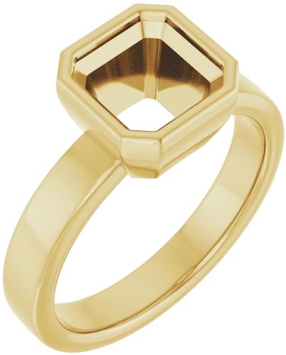 14K Yellow 7 mm Asscher Solitaire Engagement Ring Mounting (1)