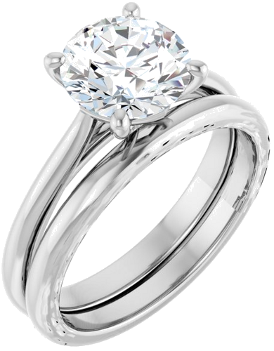 14K White 8 mm Round Solitaire Engagement Ring Mounting (6)