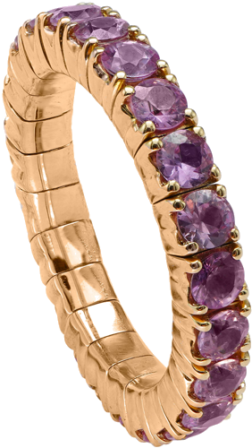 Пръстен от розово злато, инкрустиран с 2,60 карата розови сапфири с кръгла шлифовка F/G-VS/SI (1)