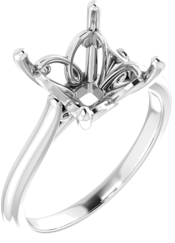 14K White 8 mm Square Solitaire Engagement Ring Mounting (1)
