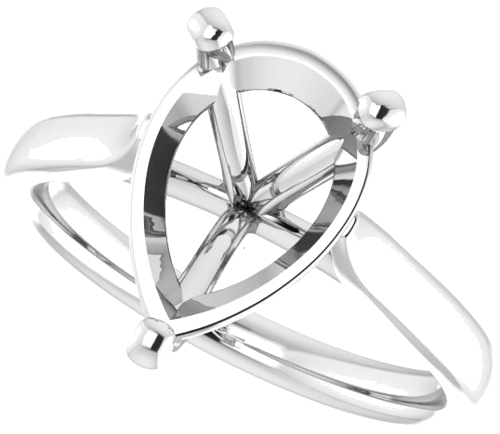 14K White 12x8 mm Pear Engagement Ring Mounting (5)