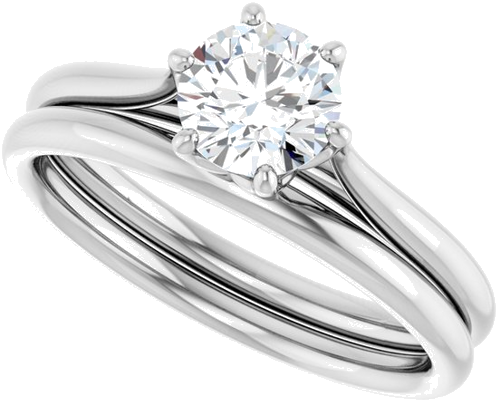 14K White 5.8 mm Round Engagement Ring Mounting (10)