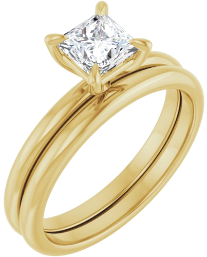 14K Yellow  5x5 mm Square Solitaire Engagement Ring Mounting (6)