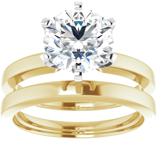 Sužadėtuvių Žiedas „Solitaire“ 585 Baltojo Ir Geltonojo Aukso Round 8.2mm (8)