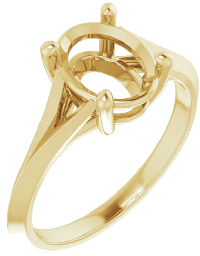 14K Yellow 9x7 mm Oval Solitaire Engagement Ring Mounting (1)