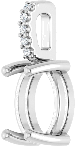 Pakabukas „Accented Cabochon“ 585 Baltojo Aukso Oval 8mm x 6mm (2)