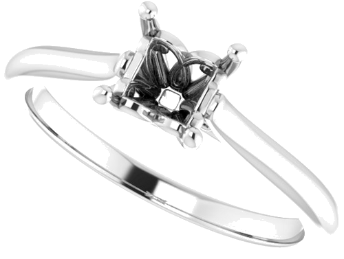 14K White 4.5 mm Square Solitaire Engagement Ring Mounting (5)