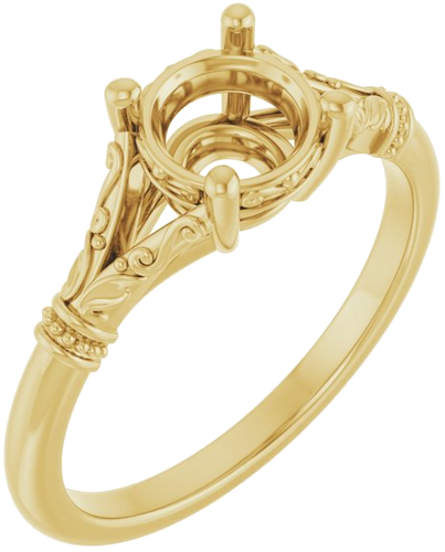14K Yellow 6.5 mm Round Solitaire Engagement Ring Mounting (1)