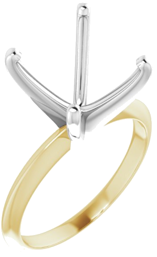 14K Yellow White 11-11.4 mm Round 4-Prong Light Solitaire Ring Mounting (1)