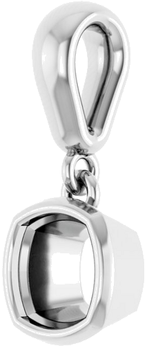 14K White  5 mm Cushion Pendant Mounting (2)