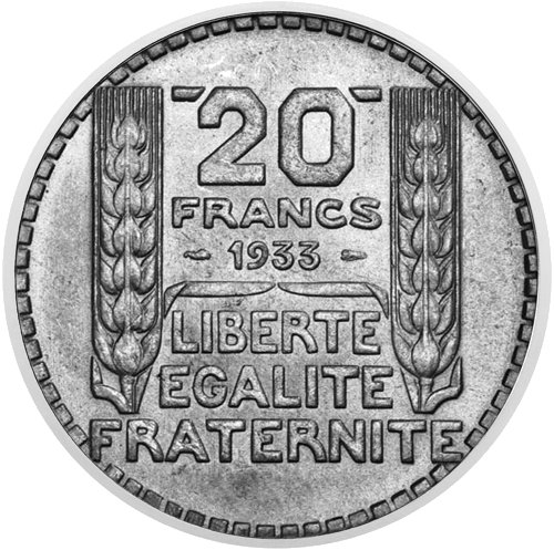 20 frankų Prancūzija (1870–1941) sidabrinė moneta (1)