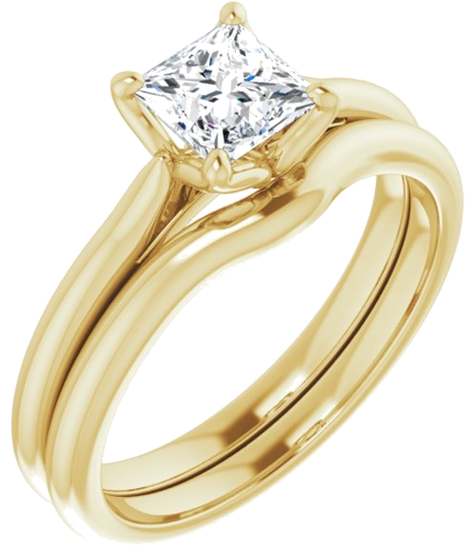 14K Yellow  5 mm Square Solitaire Engagement Ring Mounting (6)