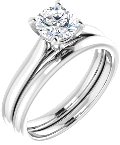 14K White 6 mm Round Engagement Ring Mounting (6)