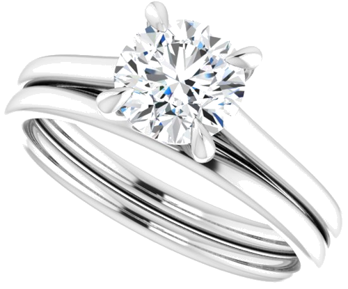 14K White  6.5 mm Round Solitaire Engagement Ring Mounting (10)