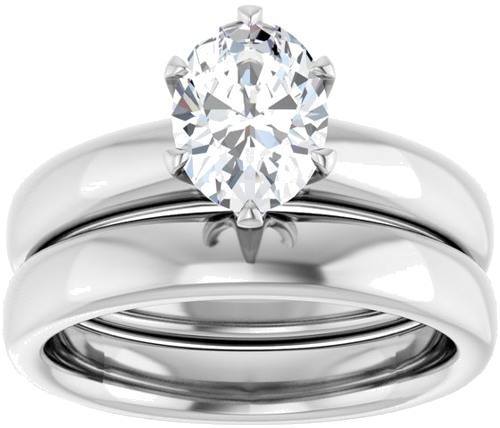 Sužadėtuvių Žiedas „Solitaire“ 585 Baltojo Aukso Oval 8mm x 6mm (8)