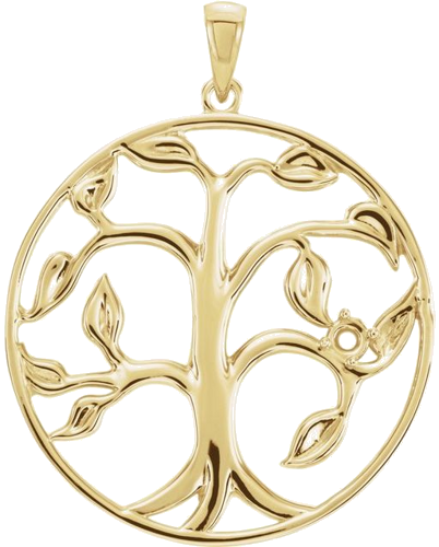 14K Yellow 1-Stone Family Tree Pendant Mounting (1)