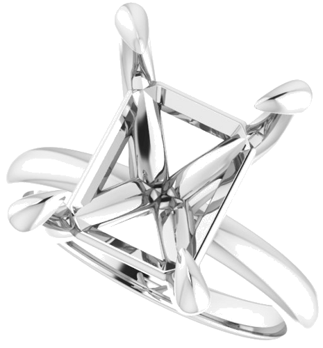 14K White  12x10 mm Emerald Solitaire Engagement Ring Mounting (5)