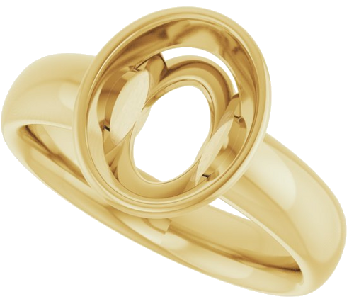 Sužadėtuvių Žiedas „Bezel-Set Solitaire“ 585 Geltonojo Aukso Oval 10mm x 8mm (5)